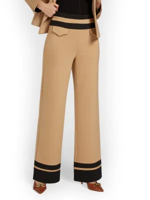 Pull-On Contrast-Stripe Wide-Leg Ponte Pant - Superflex