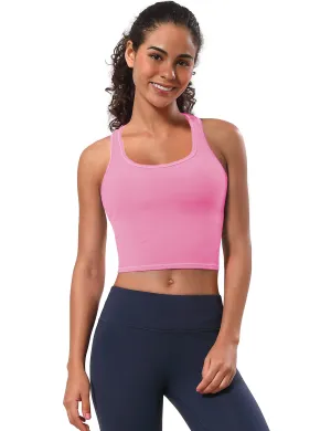 Racerback Athletic Crop Tank Tops lightpink_Golf