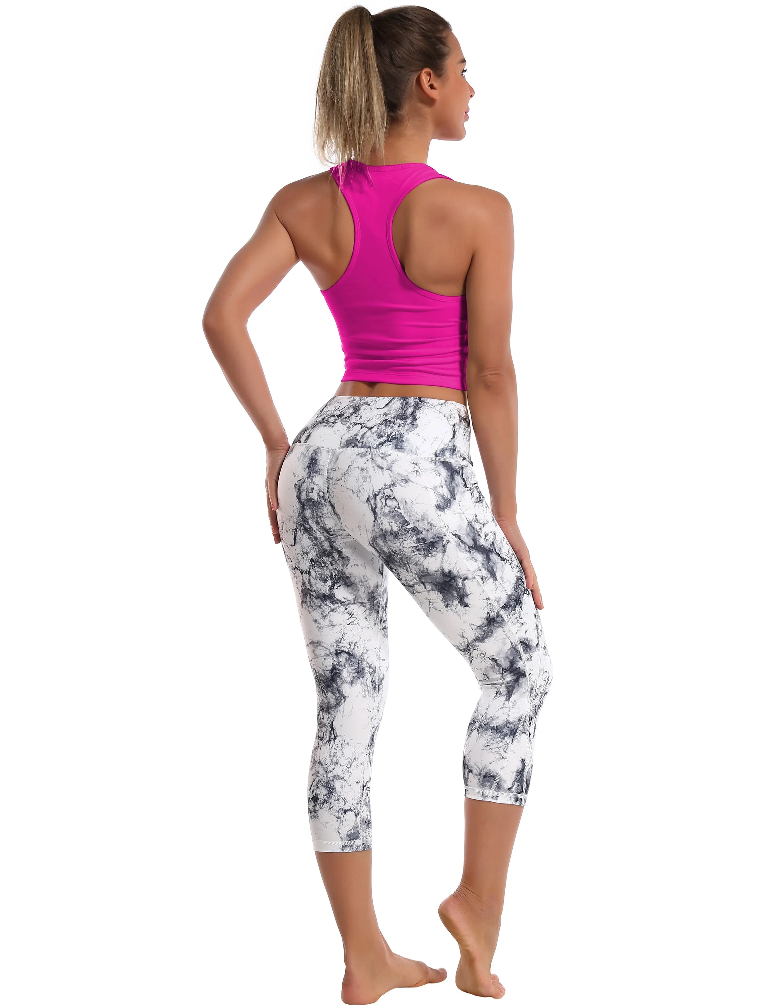 Racerback Athletic Crop Tank Tops magenta_Golf