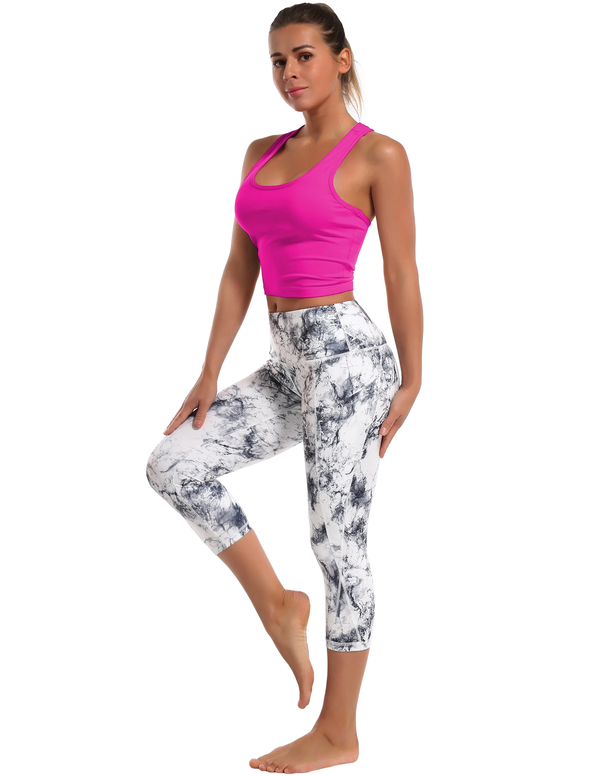 Racerback Athletic Crop Tank Tops magenta_Golf
