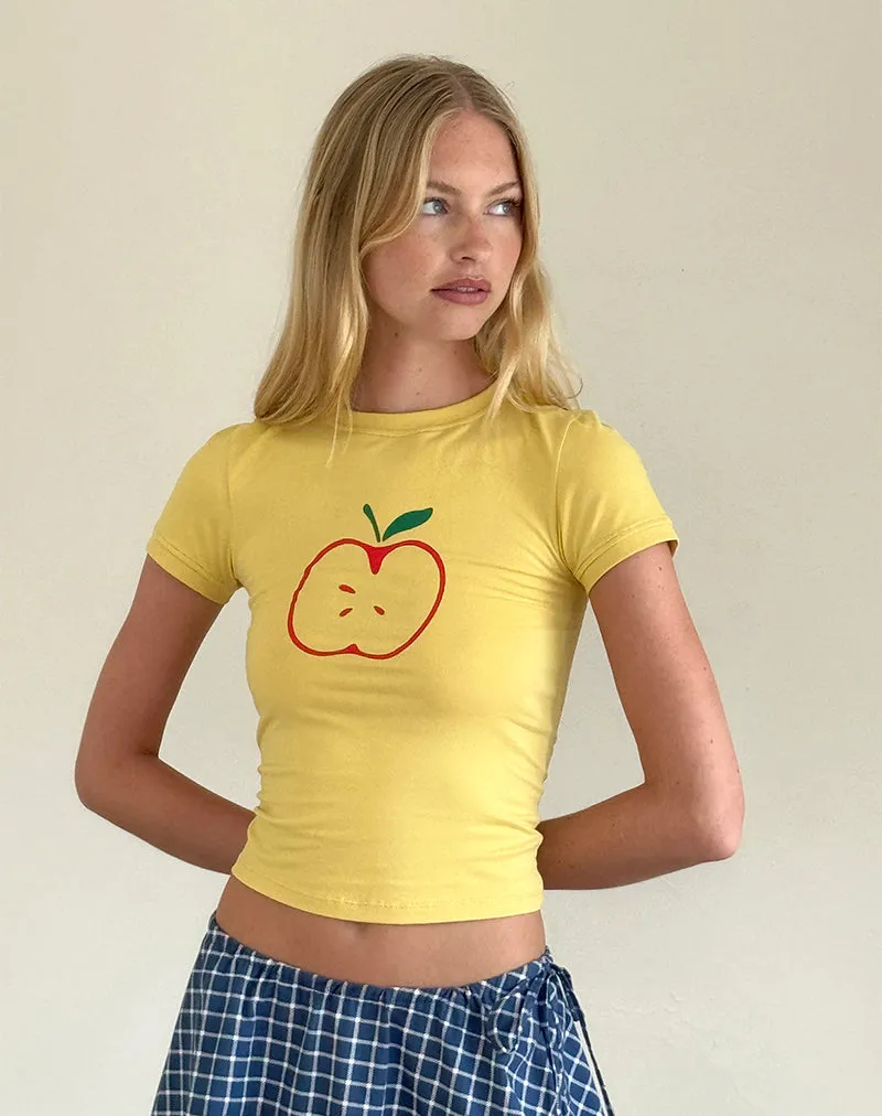 Salida Top in Yellow with Apple Motif