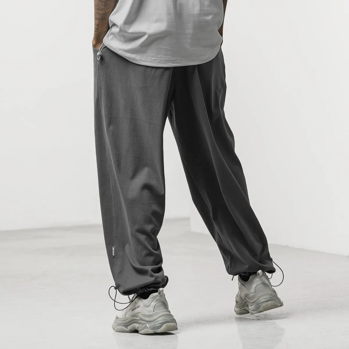 Signature Baggy Fit Natural Rise Drawstring Charcoal Sport Pants