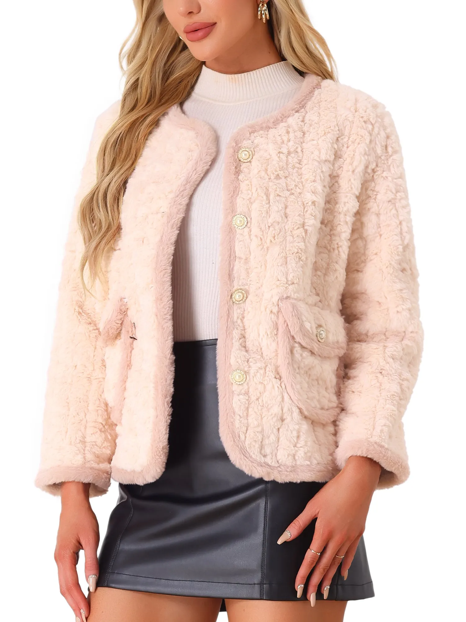 Single Breasted Long Sleeve Warm Faux Fur Coats