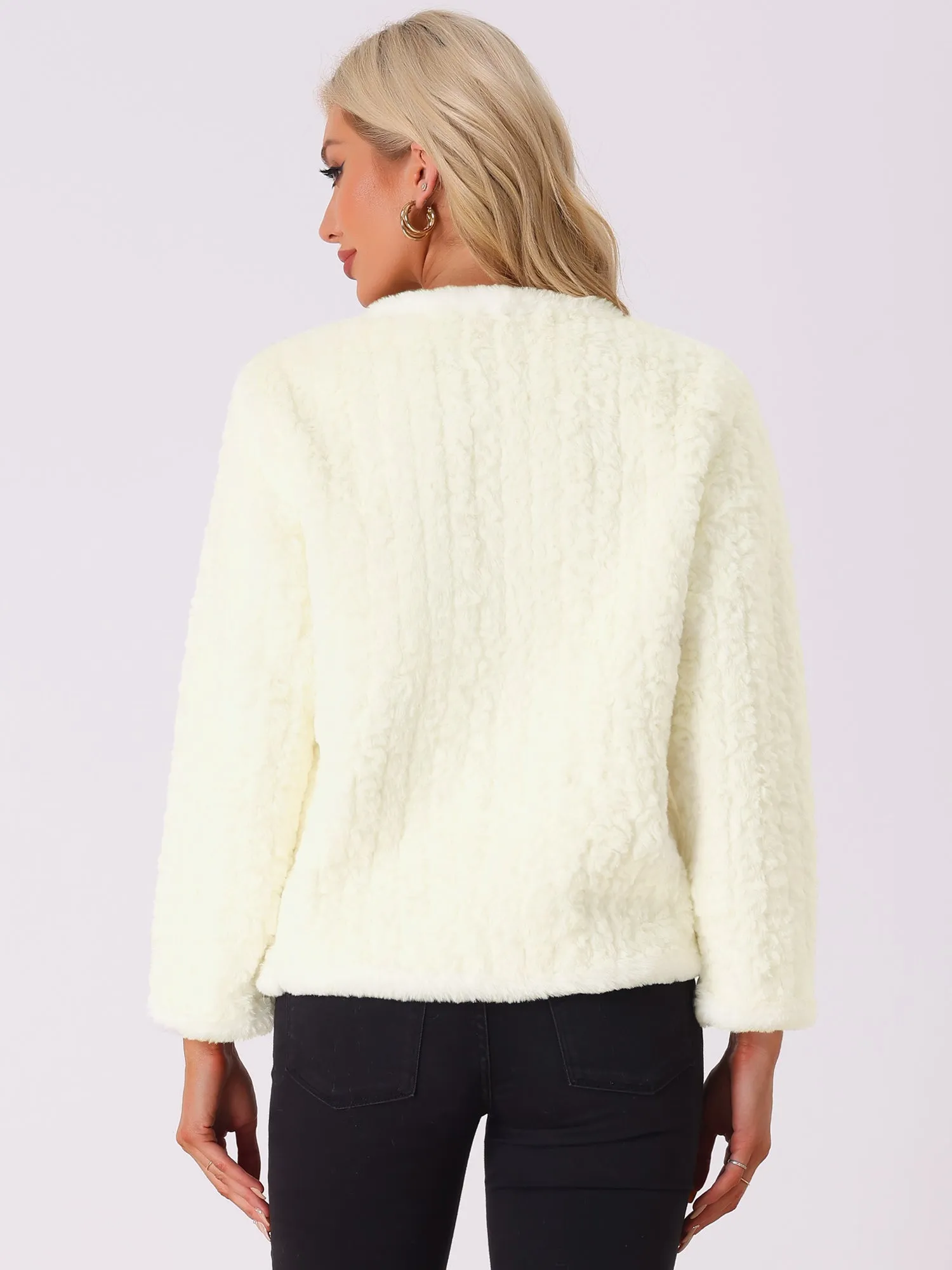 Single Breasted Long Sleeve Warm Faux Fur Coats