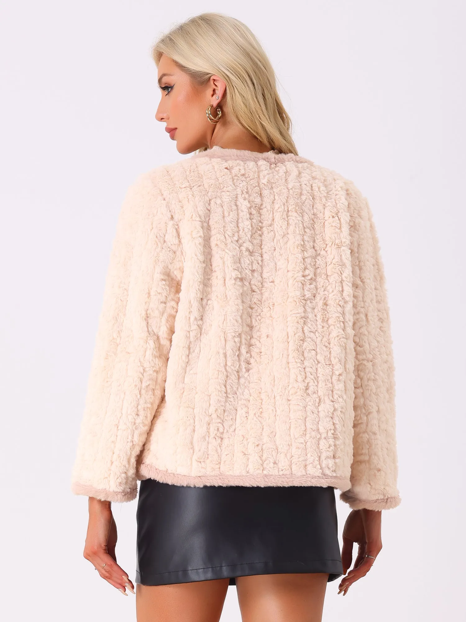 Single Breasted Long Sleeve Warm Faux Fur Coats