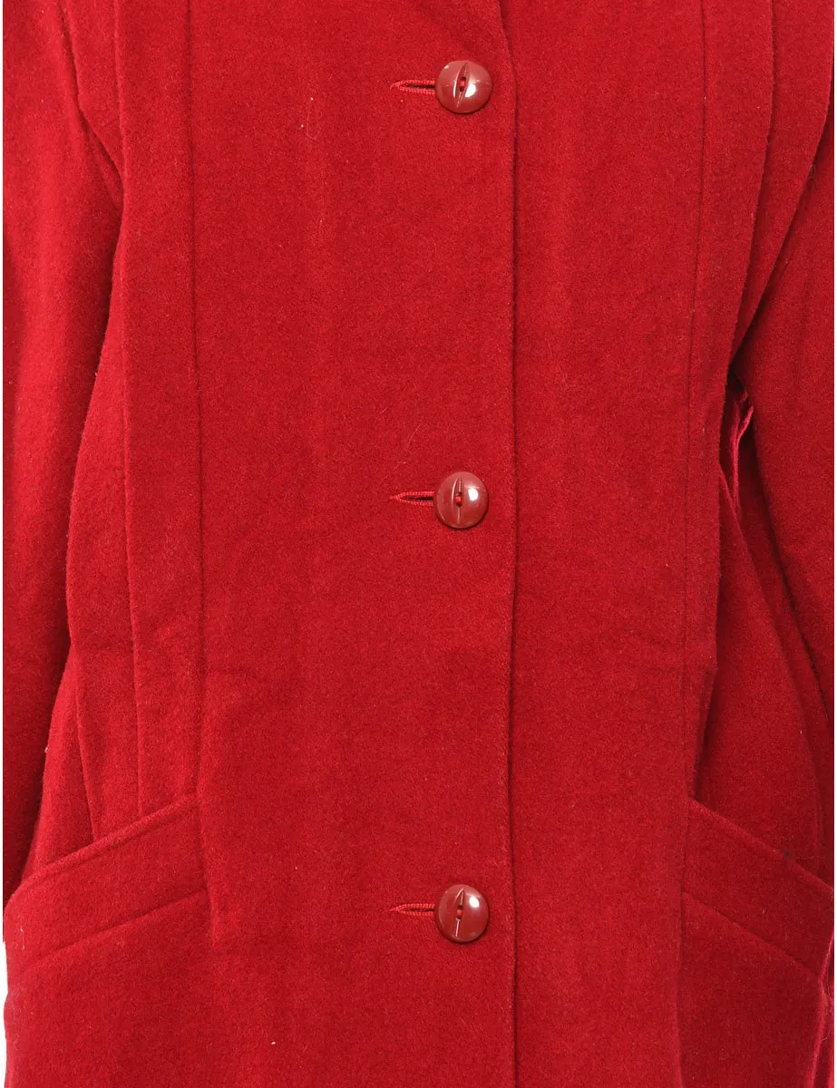 Single Breasted Red Coat - L
