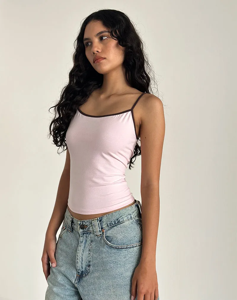 Solani Top in Light Pink with Deep Mahogany Binding