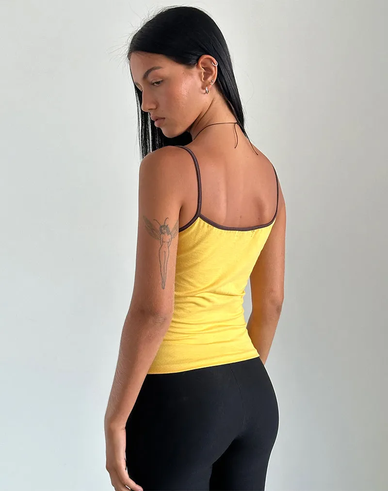 Solani Top in Yellow May with Deep Mahogony Binding