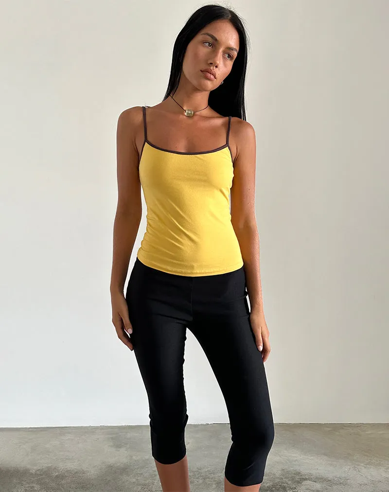Solani Top in Yellow May with Deep Mahogony Binding