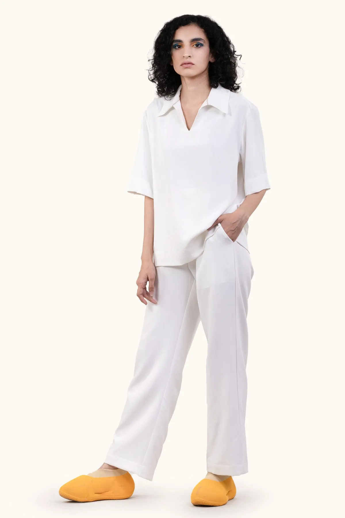 Straight Fit Crepe Pants