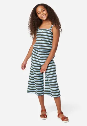 Striped Blouson Jumpsuit
