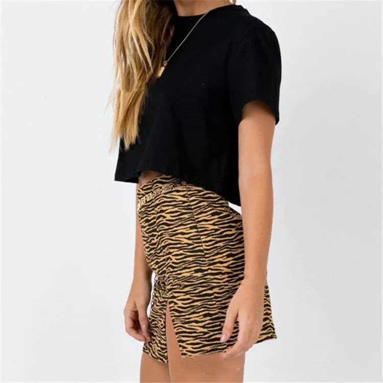 Summer Women Slim Look High Waist Printed Mini Skirt Nightclubs Sexy Hip Flattering Skirt