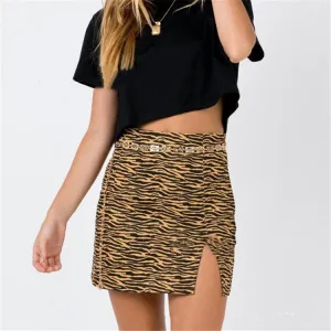Summer Women Slim Look High Waist Printed Mini Skirt Nightclubs Sexy Hip Flattering Skirt