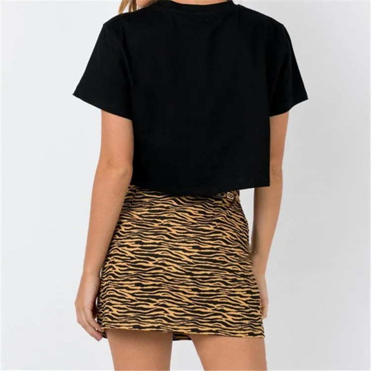 Summer Women Slim Look High Waist Printed Mini Skirt Nightclubs Sexy Hip Flattering Skirt