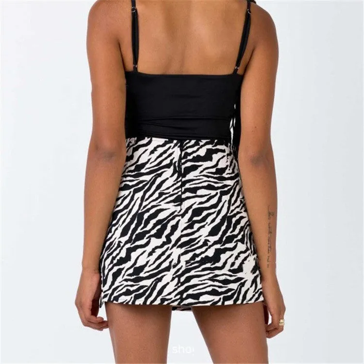 Summer Women Slim Look High Waist Printed Mini Skirt Nightclubs Sexy Hip Flattering Skirt