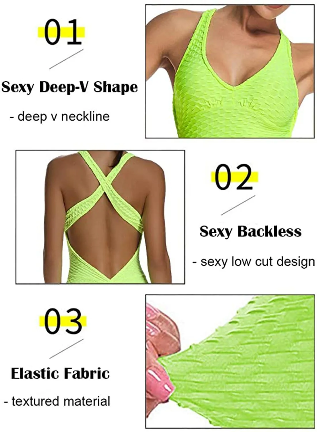 Textured Solid Color Backless Workout Yoga Jumpsuits