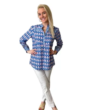 The Finley Blue Pink Border Print Tunic