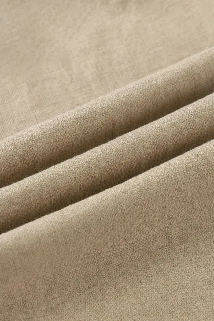 Troy Front Pleated Wide Leg Suit Pants in in Dew Retted French Linen