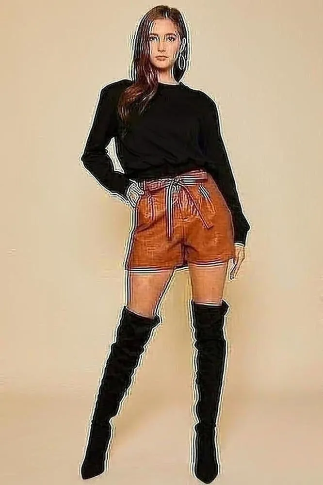 Vegan Leather Paper Bag Shorts