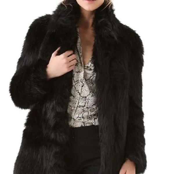 Warm fur Pure Color Standing Collar Leather Coat