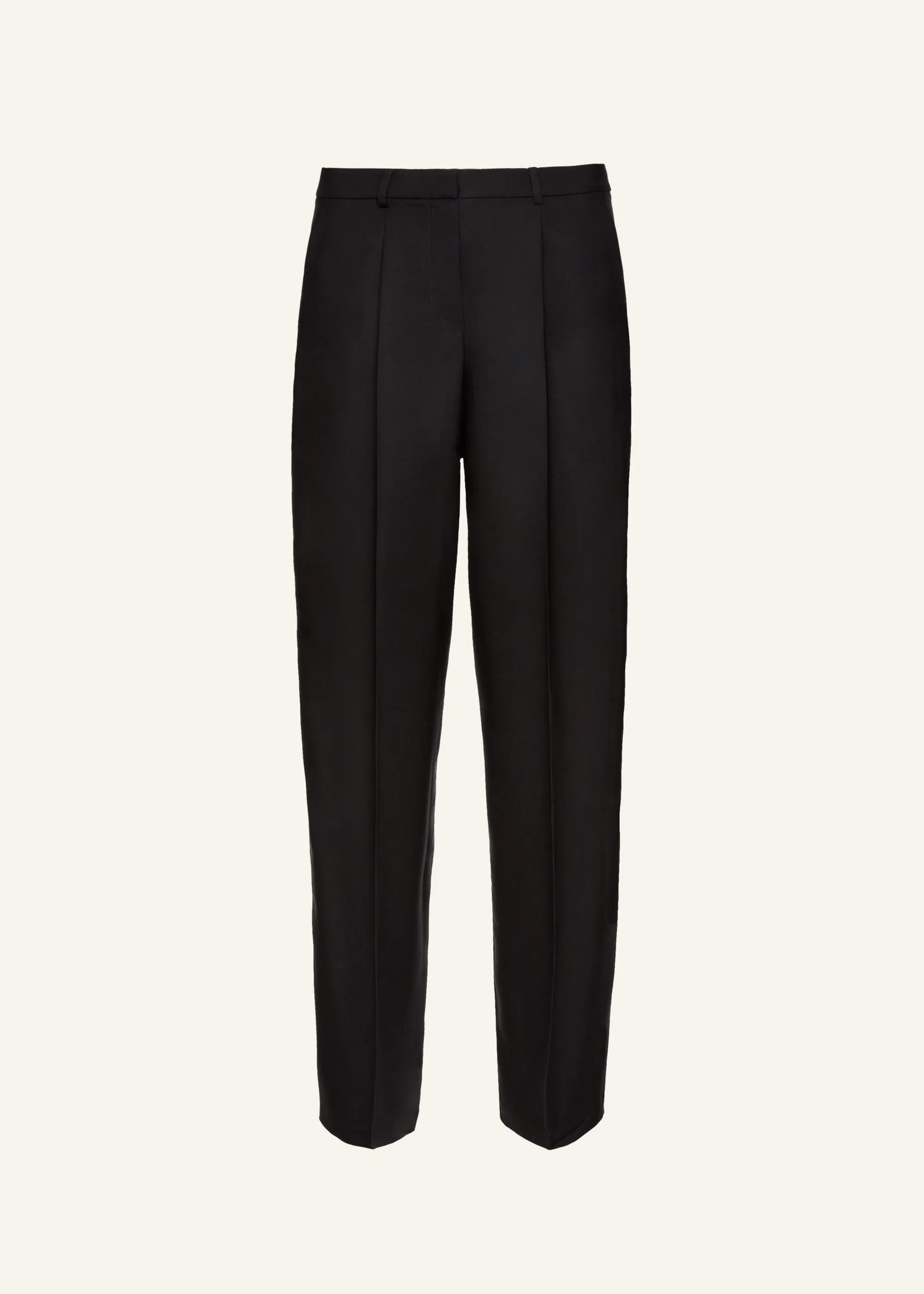 Wide leg tailored silk pants in black
