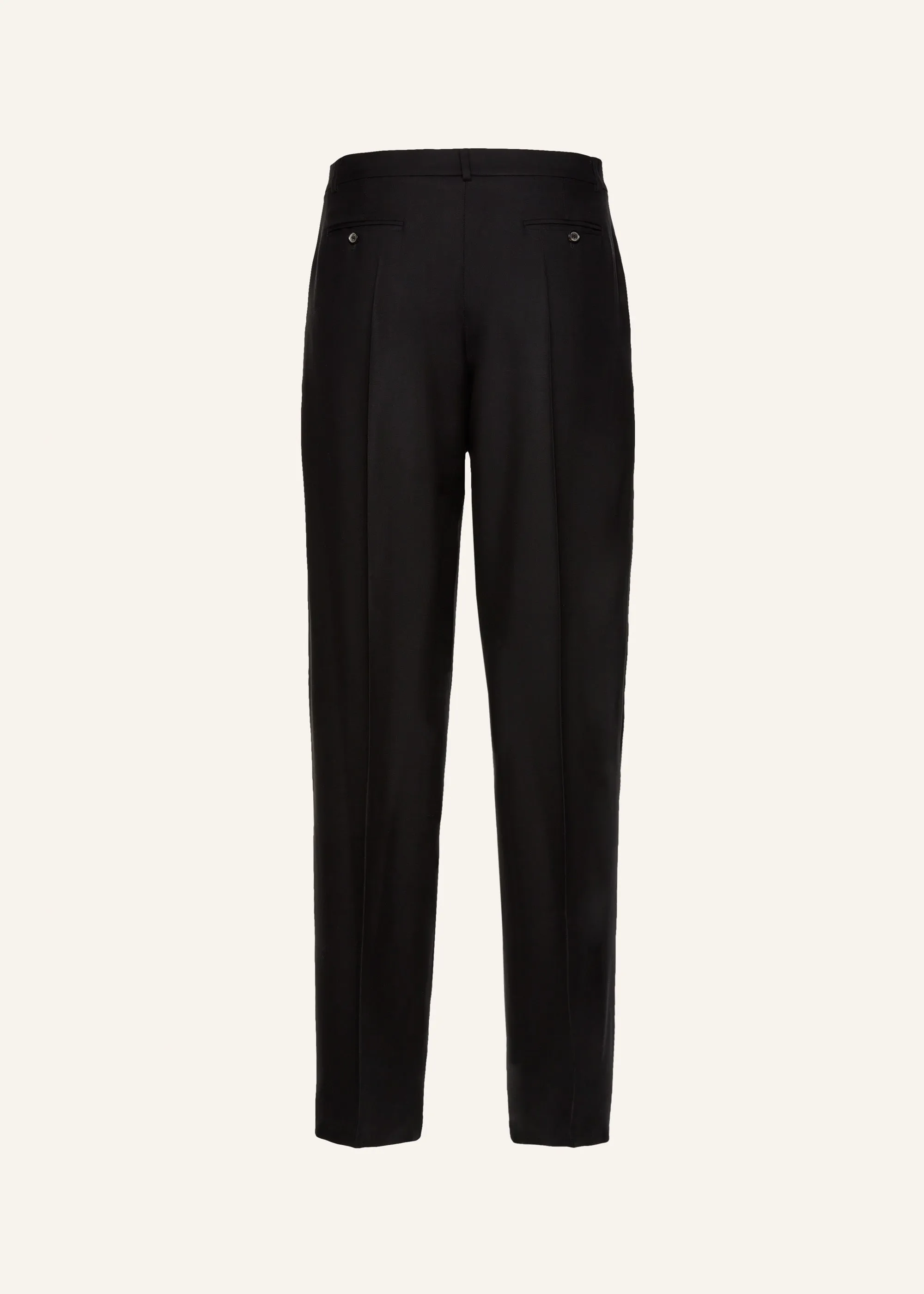 Wide leg tailored silk pants in black