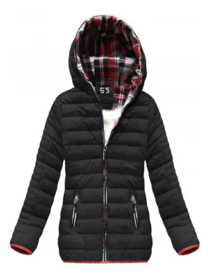 Women'S Warm Solid Color Pocket Zipper Hooded Cotton Jacket