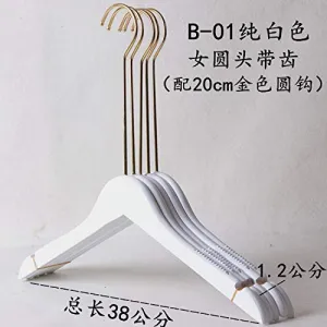 Xyijia Hanger (10Pcs/ Lot Wood Hanger High-End Ladies Clothing Store Pure White Wooden Clothes Gold Hook