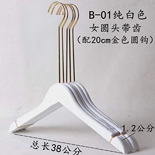 Xyijia Hanger (10Pcs/ Lot Wood Hanger High-End Ladies Clothing Store Pure White Wooden Clothes Gold Hook